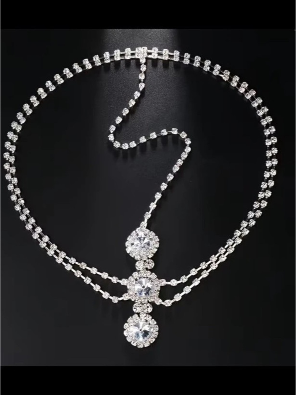 Rhinestone Bridal Headpiece Necklace in Silver